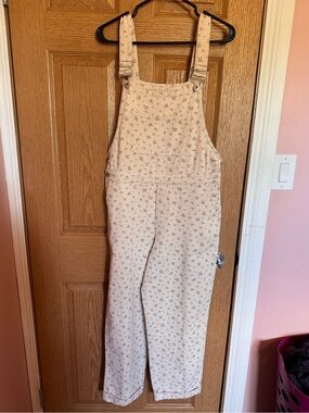 Cream Floral Overalls